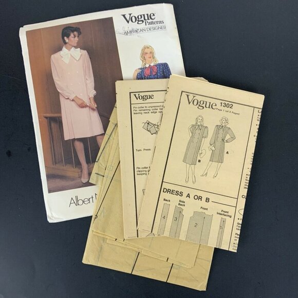 Vogue 1302 Albert Nipon Womens Designer Dress Sewing Pattern Size 10 Vintage - Picture 3 of 3
